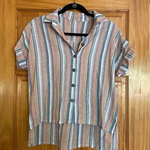 HANDMADE Striped Linen Blouse